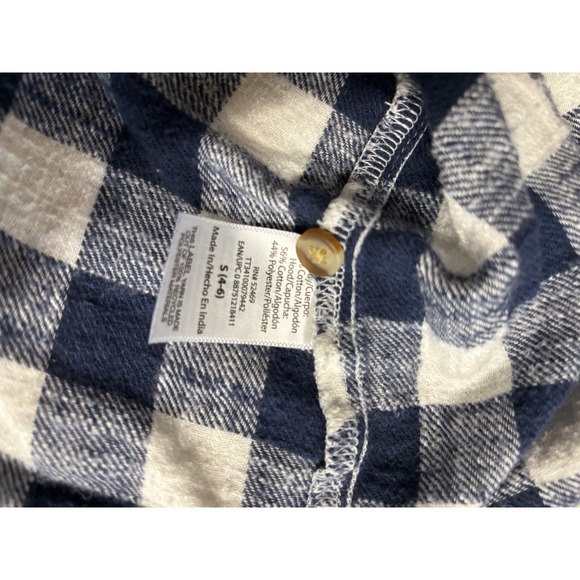 Time & Tru Women's Small (4-6) Hooded Blue Plaid Button down flannel - Picture 4 of 4